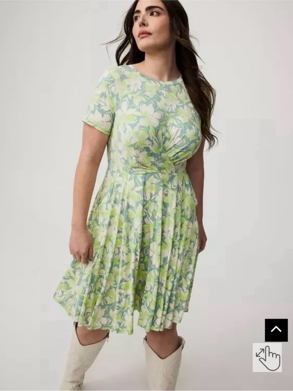 Torrid Floral Twist-Front Fit & Flare Skater Mini Dress in Light Green